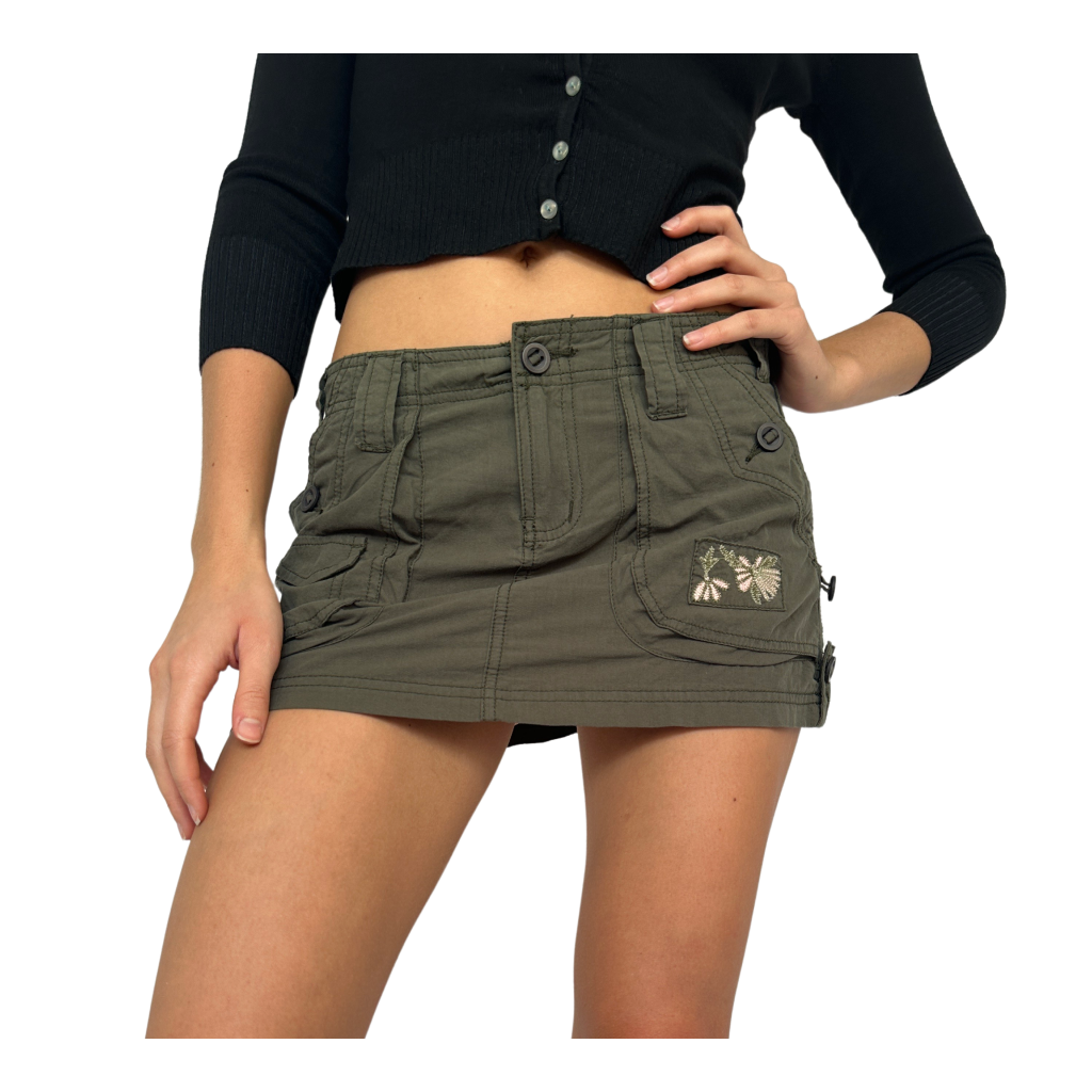 Khaki Cargo Mini Skirt