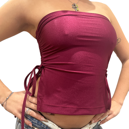 Ruched Crop Boobtube - Berry