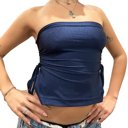 Sexiaz Ruched Crop Boob tube Top Navy