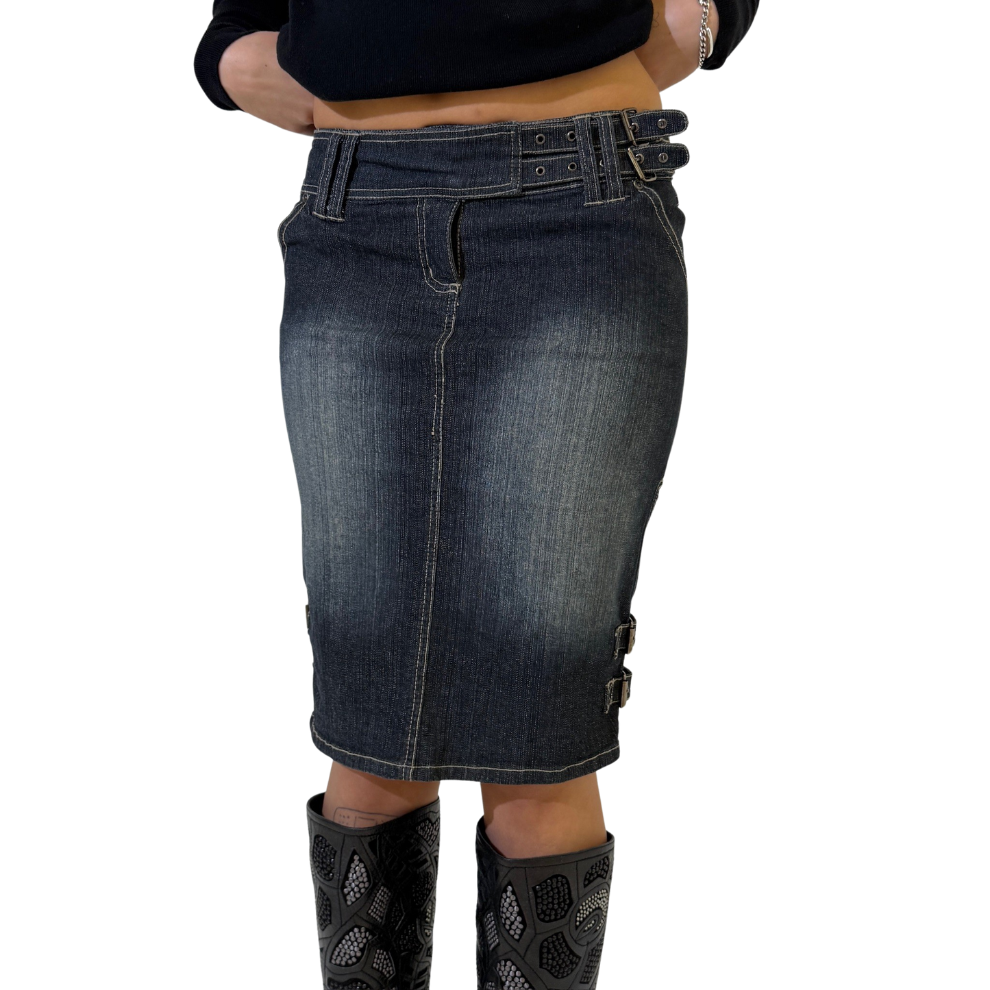R&B Denim Middi Skirt