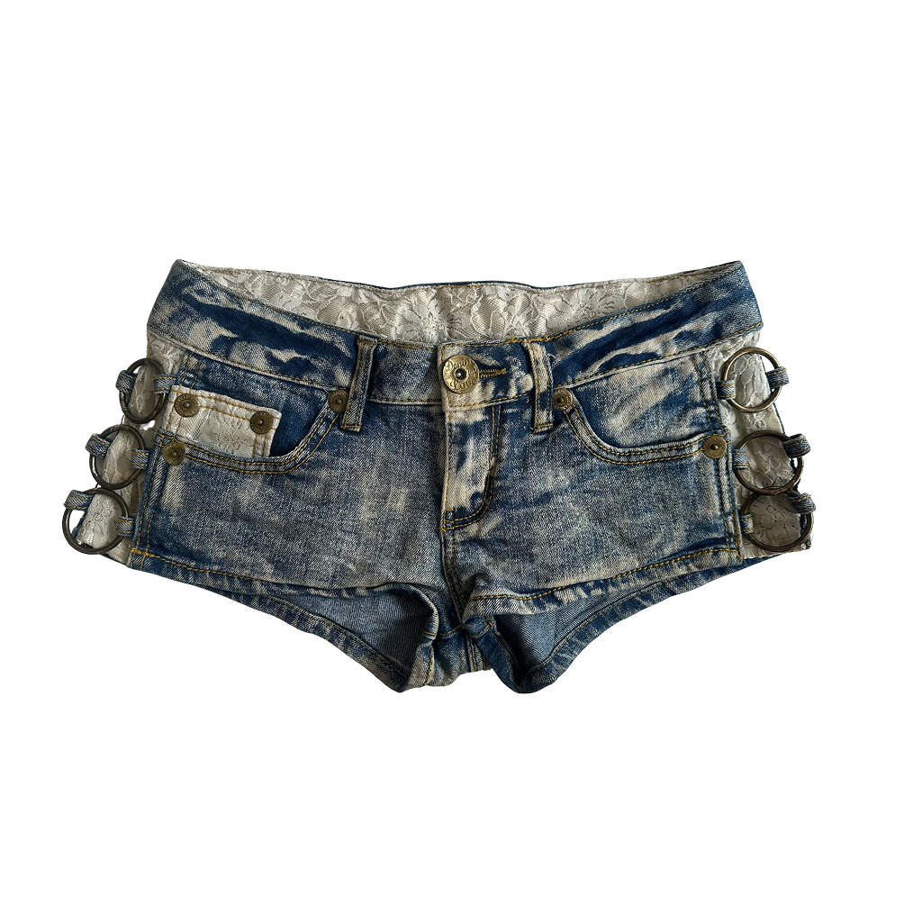 Denim and Lace Y2K Mirco Shorts