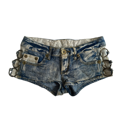 Denim and Lace Y2K Mirco Shorts