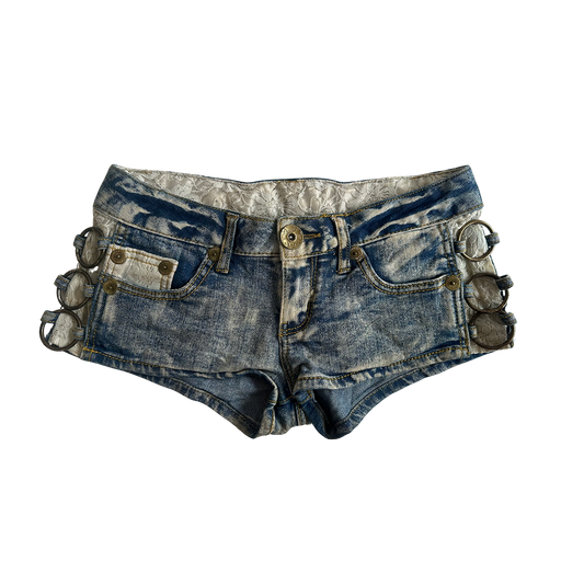 Denim and Lace Y2K Mirco Shorts
