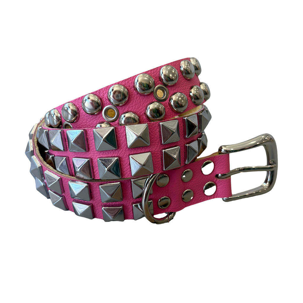 Pink Studded Half Half Belt