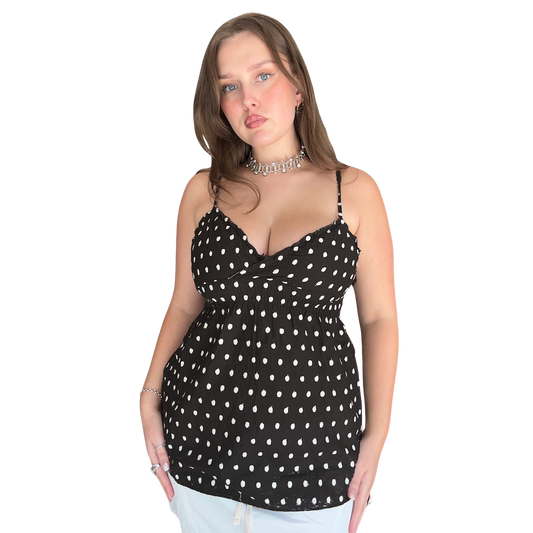 Midnight Polkadot Baby Doll Top