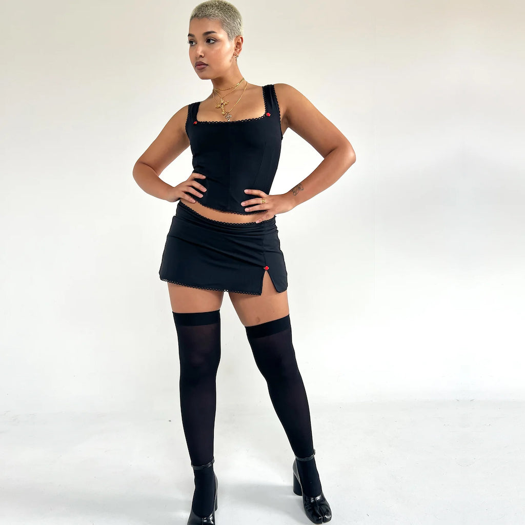Rose Black Mini Skirt