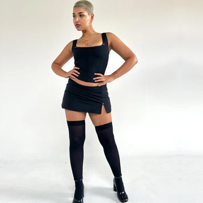 Rose Black Mini Skirt