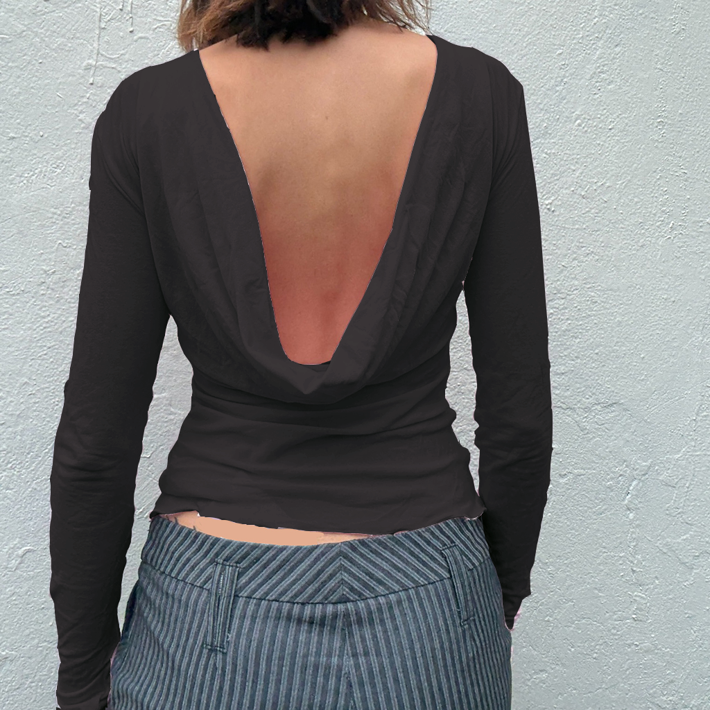Deep Cowl Top - Black