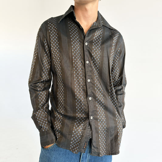 Brown And Blue Patterned Shirt