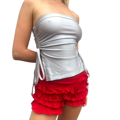 Ruched Crop Boobtube - Silver