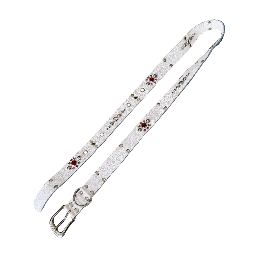 White Studded Pattern Belt