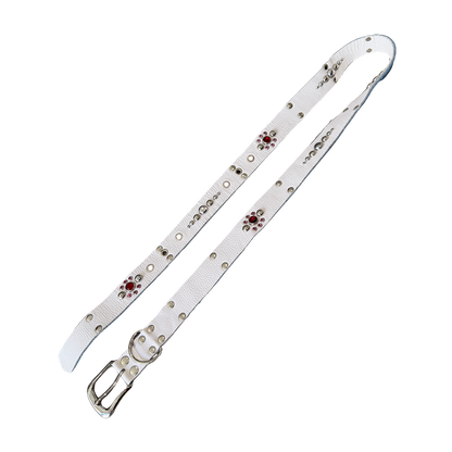 White Studded Pattern Belt